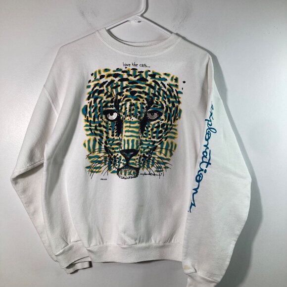 Hanes Vintage Explorations Love the Cats Sweatshirt Prisoc XL - Picture 1 of 14